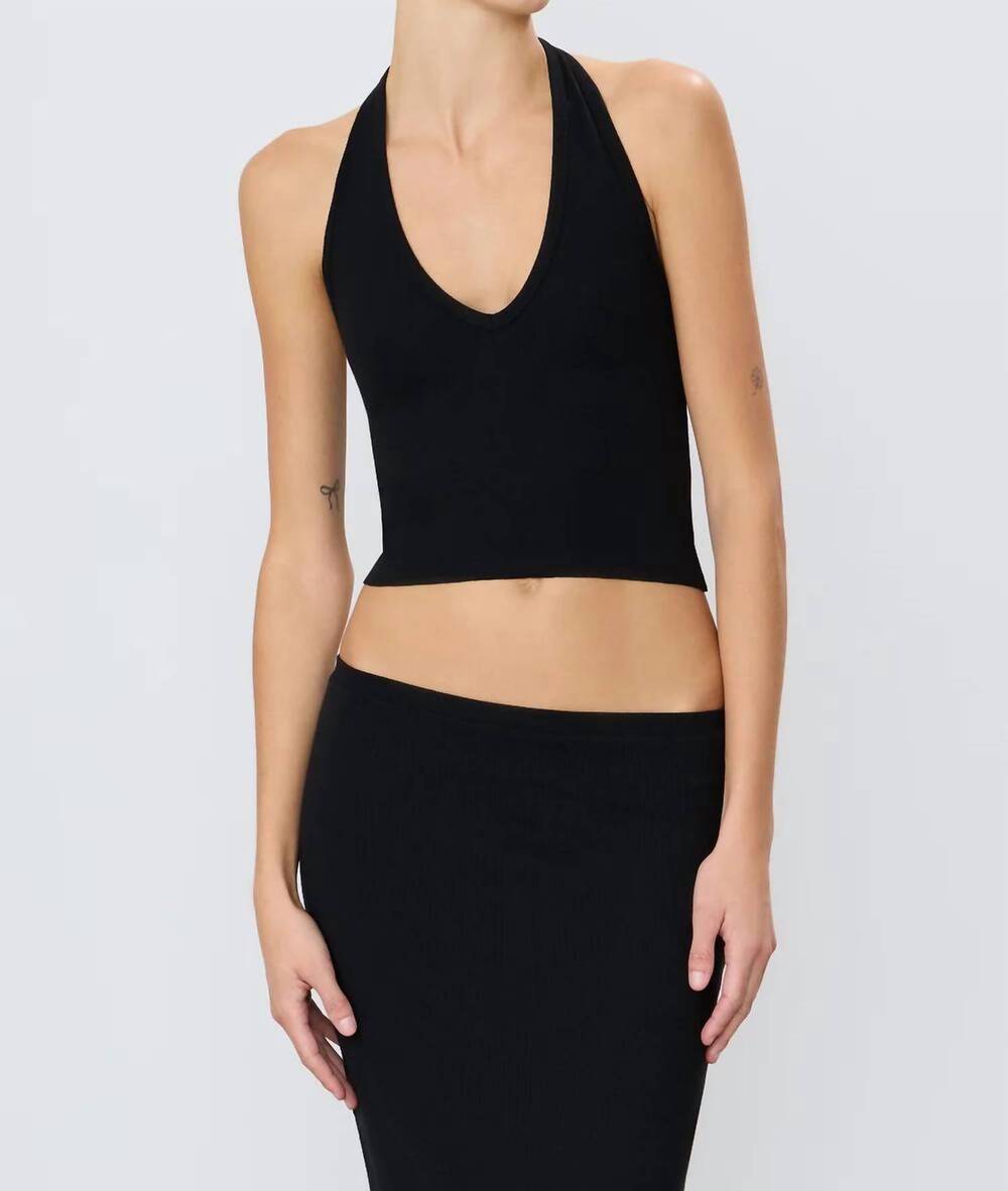 NEW ETERNE cropped halter top in black